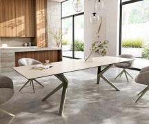 Esstisch Edge 300x100 Keramik Laminam® Travertino Bianco Creme-Weiß Ze...