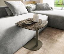 Couchtisch Edge Boot 50x50 cm Keramik Emperador Extra Lucidato Dunkelb...