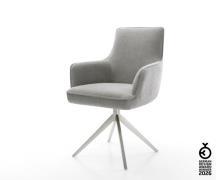 Drehstuhl Heira-Flex mit Armlehnen Strukturstoff Soft Grau Kreuzgestel...