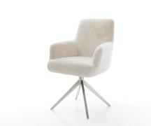 Drehstuhl Heira-Flex mit Armlehnen Plüsch Creme-Weiß Kreuzgestell brei...