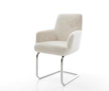 Freischwinger Heira-Flex mit Armlehnen Plüsch Creme-Weiß Freischwinger...