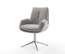 Drehstuhl Clea-Flex Strukturstoff Soft Grau Fußkreuz Edelstahl 360° dr...