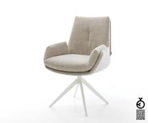 Drehstuhl Clea-Flex Webstoff Soft Beige Kreuzgestell breit Weiß 360° d...