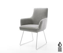 Esszimmerstuhl Heira-Flex mit Armlehnen Strukturstoff Soft Grau Kufeng...