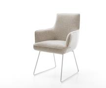 Esszimmerstuhl Heira-Flex mit Armlehnen Webstoff Soft Beige Kufengeste...