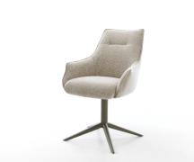 Drehstuhl Alja-Flex mit Armlehnen Webstoff Soft Beige Fußkreuz Effektf...