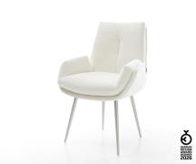 Esszimmerstuhl Clea-Flex Bouclé Soft Beige 4-Fuß konisch Edelstahl