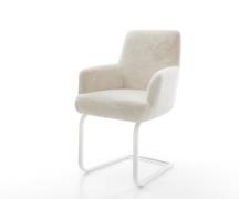 Freischwinger Heira-Flex mit Armlehnen Plüsch Creme-Weiß Freischwinger...