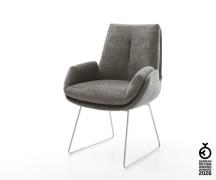 Esszimmerstuhl Clea-Flex Bouclé Soft Schlamm Kufengestell Edelstahl