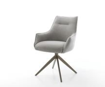 Drehstuhl Alja-Flex mit Armlehnen Strukturstoff Soft Grau Kreuzgestell...