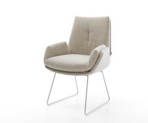 Esszimmerstuhl Clea-Flex Webstoff Soft Beige Kufengestell Edelstahl