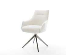 Drehstuhl Alja-Flex mit Armlehnen Bouclé Soft Beige Kreuzgestell breit...