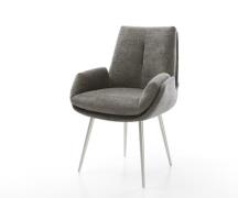 Esszimmerstuhl Clea-Flex Bouclé Soft Schlamm 4-Fuß konisch Edelstahl