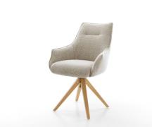 Drehstuhl Alja-Flex mit Armlehnen Webstoff Soft Beige Holzgestell kant...
