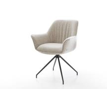 Esszimmerstuhl Keila-Flex mit Armlehnen Webstoff Soft Beige Kreuzgeste...