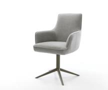 Drehstuhl Heira-Flex mit Armlehnen Strukturstoff Soft Grau Fußkreuz Ef...