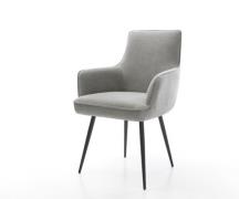 Esszimmerstuhl Heira-Flex mit Armlehnen Strukturstoff Soft Grau 4-Fuß ...