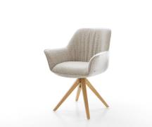 Drehstuhl Keila-Flex mit Armlehnen Webstoff Soft Beige Holzgestell kan...
