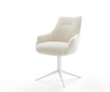 Drehstuhl Alja-Flex mit Armlehnen Teddystoff Beige Fußkreuz Weiß 360° ...