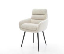 Esszimmerstuhl Abelia-Flex mit Armlehnen Teddystoff Beige 4-Fuß konisc...