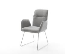 Esszimmerstuhl Vinja-Flex Strukturstoff Soft Grau Kufengestell Edelsta...