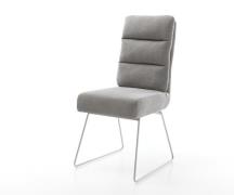 Esszimmerstuhl Pela-Flex Strukturstoff Soft Grau Kufengestell Edelstah...