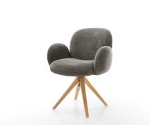 Drehstuhl Nube-Flex mit Armlehnen Bouclé Soft Schlamm Holzgestell kant...