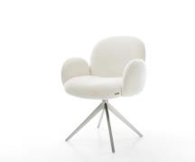 Drehstuhl Nube-Flex mit Armlehnen Bouclé Soft Beige Kreuzgestell breit...