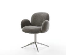 Drehstuhl Nube-Flex mit Armlehnen Bouclé Soft Schlamm Fußkreuz Edelsta...