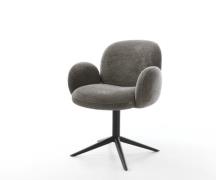 Drehstuhl Nube-Flex mit Armlehnen Bouclé Soft Schlamm Fußkreuz Schwarz...