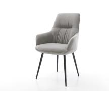 Esszimmerstuhl Zelia-Flex mit Armlehnen Strukturstoff Soft Grau 4-Fuß ...