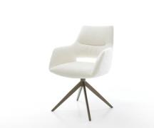 Drehstuhl Yago-Flex mit Armlehnen Bouclé Soft Beige Kreuzgestell breit...