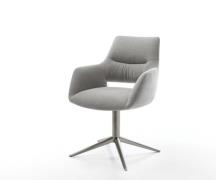 Drehstuhl Yago-Flex mit Armlehnen Strukturstoff Soft Grau Fußkreuz Gra...