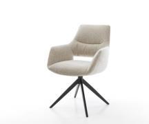 Drehstuhl Yago-Flex mit Armlehnen Webstoff Soft Beige Kreuzgestell bre...