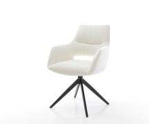 Drehstuhl Yago-Flex mit Armlehnen Bouclé Soft Beige Kreuzgestell breit...