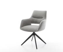 Drehstuhl Yago-Flex mit Armlehnen Strukturstoff Soft Grau Kreuzgestell...