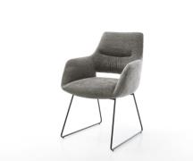 Esszimmerstuhl Yago-Flex mit Armlehnen Bouclé Soft Schlamm Kufengestel...