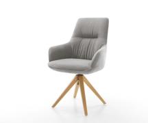 Drehstuhl Zelia-Flex mit Armlehnen Strukturstoff Soft Grau Holzgestell...