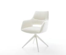 Drehstuhl Yago-Flex mit Armlehnen Bouclé Soft Beige Kreuzgestell breit...