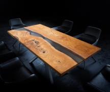 Tischplatte Esche Natur 200 cm Epoxid milchig Transparent Unikat Nr. 3...