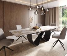 Esstisch Edge 200-300x100 cm Keramik Minas Melange Weiß-Beige Infinity...