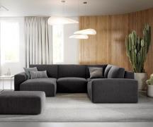 Wohnlandschaft Lanzo 300x210 cm Mikrofaser Schwarz Recamiere variabel ...