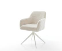 Drehstuhl Greg-Flex Plüsch Creme-Weiß Kreuzgestell breit Weiß 360° dre...