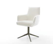 Drehstuhl Heira-Flex mit Armlehnen Bouclé Soft Beige Fußkreuz Effektfi...