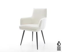 Esszimmerstuhl Heira-Flex mit Armlehnen Bouclé Soft Beige 4-Fuß konisc...