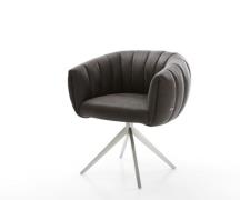 Drehstuhl Jada-Flex Mikrofaser Anthrazit Vintage Kreuzgestell breit Ed...