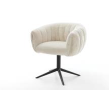 Drehstuhl Jada-Flex Plüsch Creme-Weiß Fußkreuz Schwarz 360° drehbar Wi...