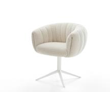 Drehstuhl Jada-Flex Teddystoff Beige Fußkreuz Weiß 360° drehbar Wippfu...