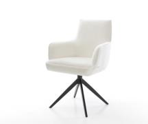 Drehstuhl Heira-Flex mit Armlehnen Bouclé Soft Beige Kreuzgestell brei...