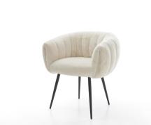 Esszimmerstuhl Jada-Flex Plüsch Creme-Weiß 4-Fuß konisch Schwarz Tasch...